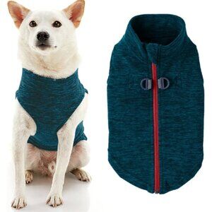 Gooby Zip Up Fleece Dog Sweater - Turquoise Wash